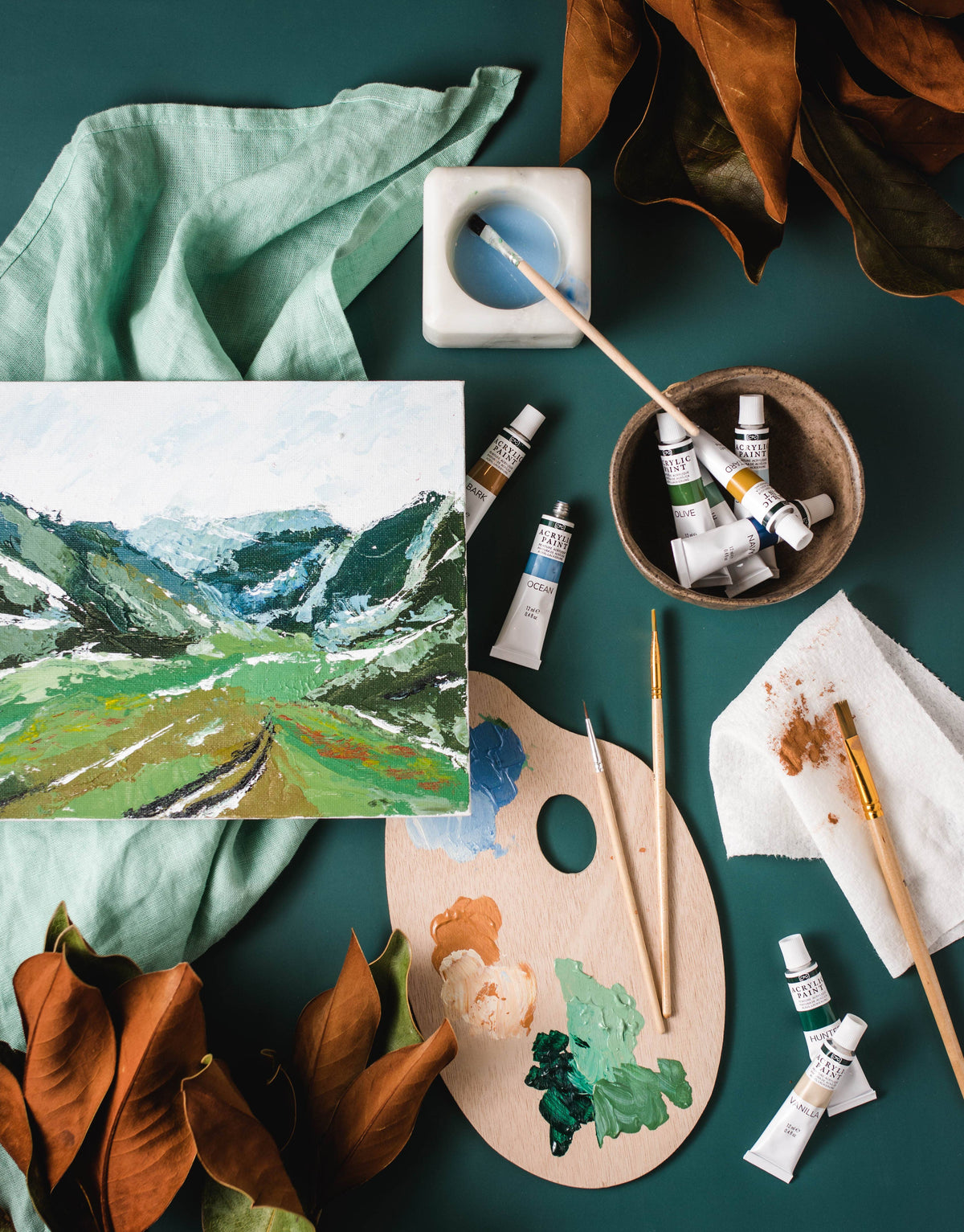 Cate Paper Co - MOUNTAIN VALLEY Palette Knife Painting Kit {NOT a Paint-by-Number}