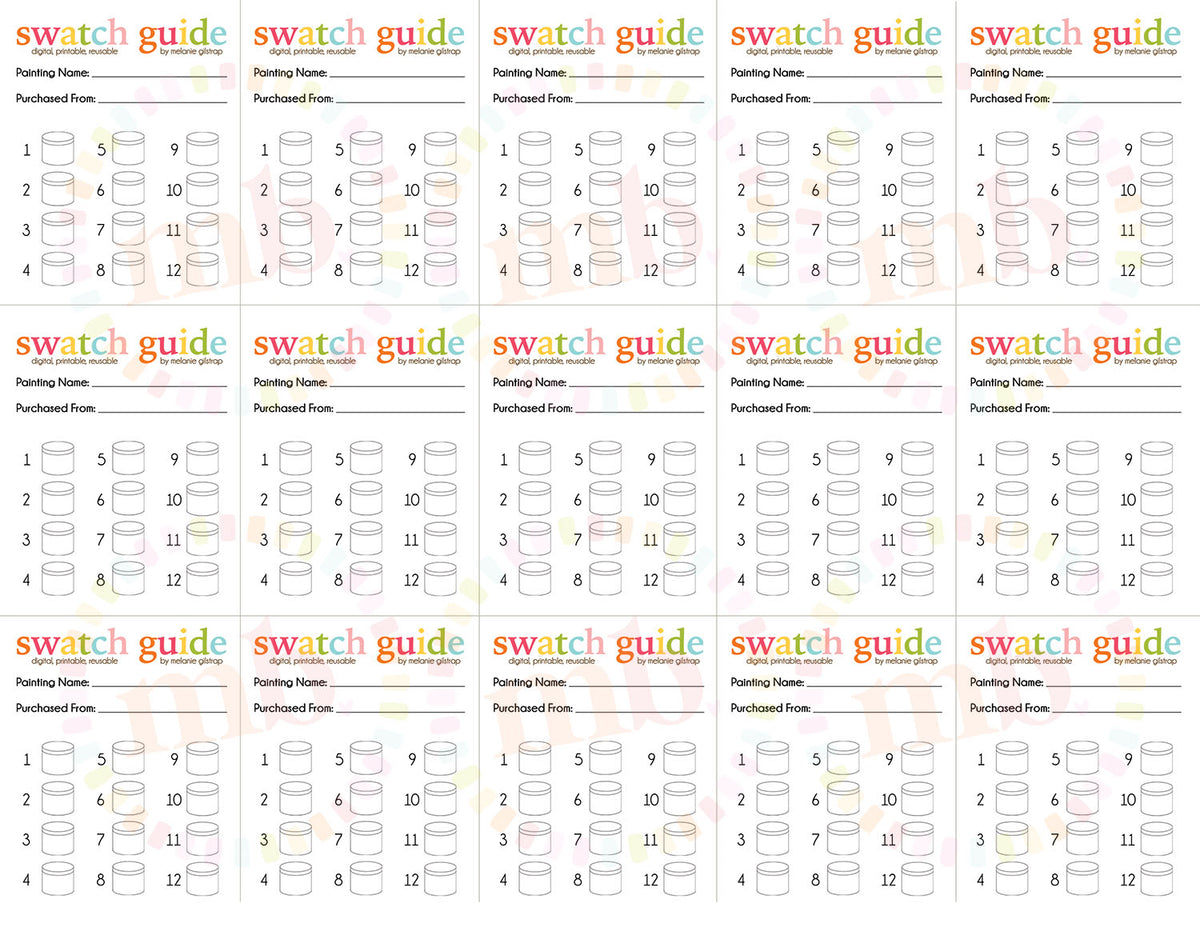 MB's 12 PAINT SWATCH GUIDE: Digital Downloadable & Printable Guide for PBN