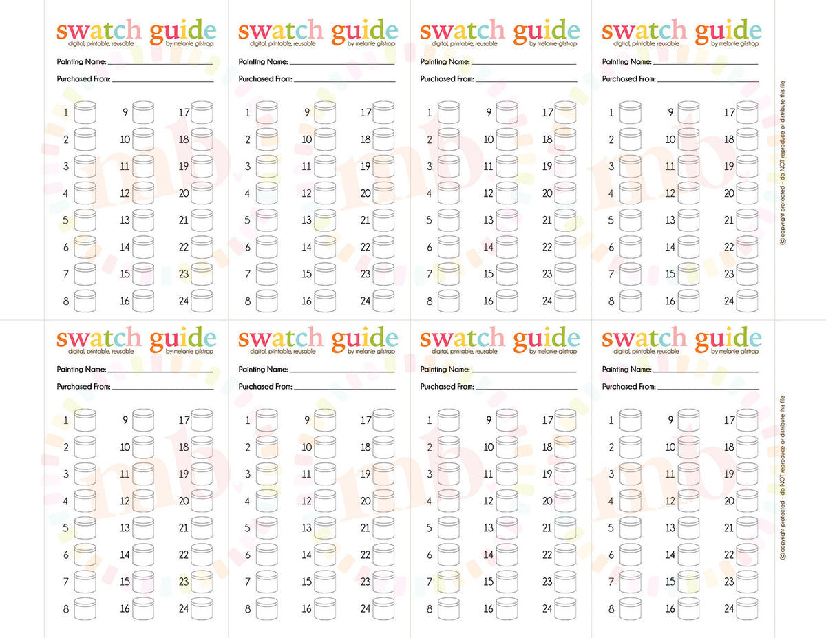 MB's 24 PAINT SWATCH GUIDE: Digital Downloadable & Printable Guide for PBN