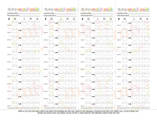 MB's 3 SHADES OF GRAY SWATCH GUIDE: Digital Downloadable & Printable Guide for PBN