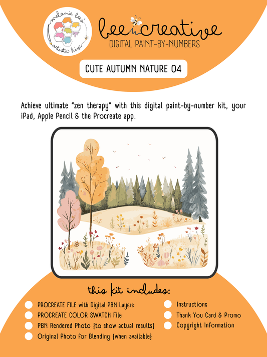 BEE CREATIVE Digital Paint by Number Kit {for Procreate} - CUTE AUTUMN NATURE 04