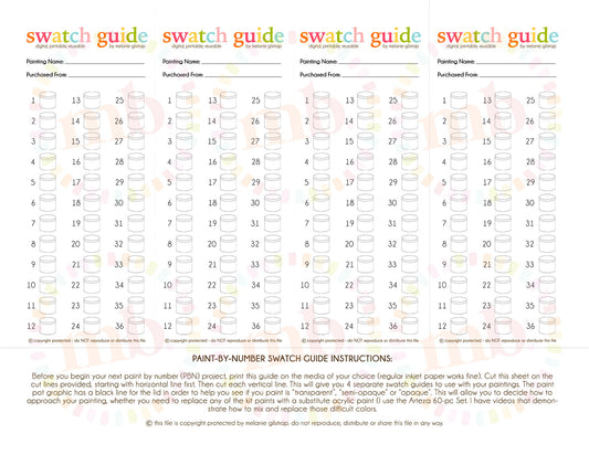 MB's 36 {ORIGINAL} PAINT SWATCH GUIDE: Digital Downloadable & Printable Guide for PBN