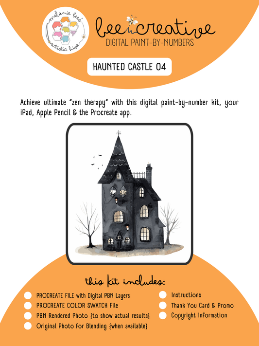 FREE-BEE 🐝 - BEE CREATIVE Digital Paint by Number Kit {for Procreate} - HAUNTED CASTLE 04
