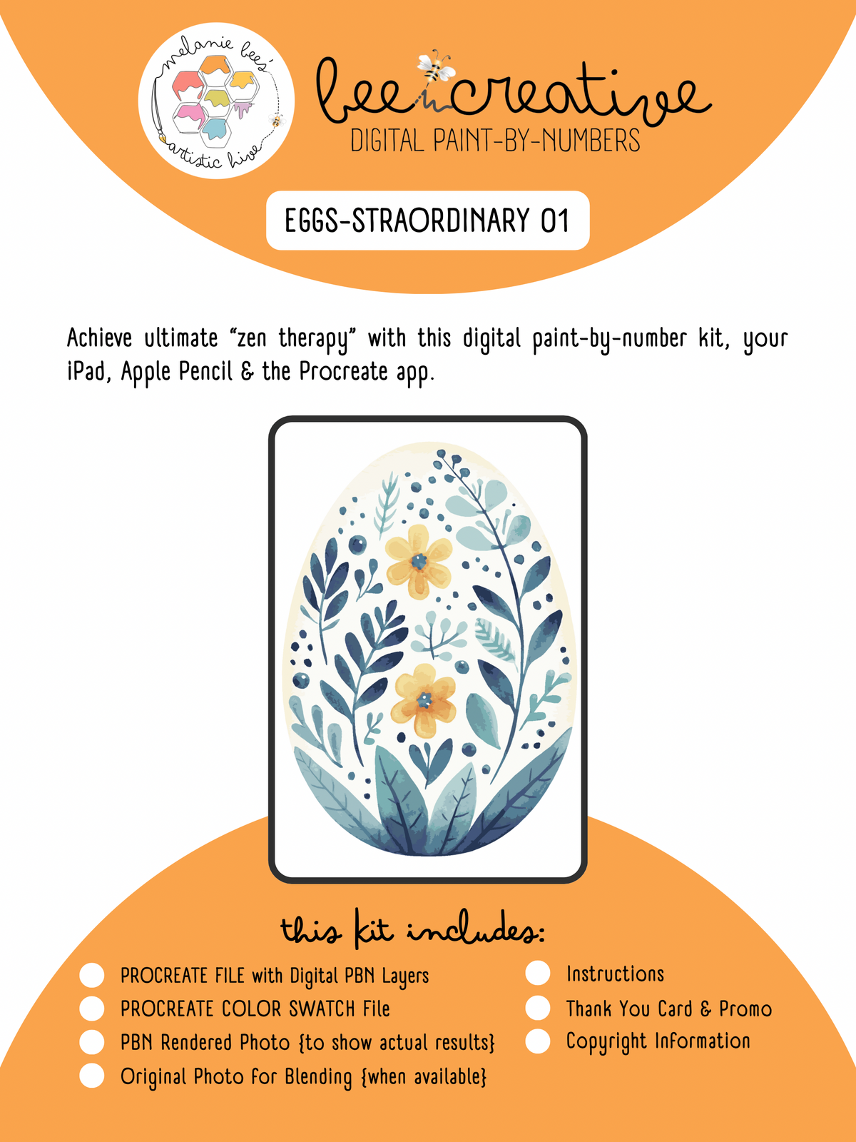 Kit de pintura digital por números BEE CREATIVE {para Procreate} - EGG-STRAORDINARY 01