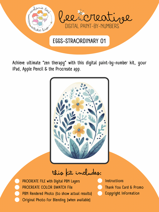 BEE CREATIVE Digital Paint by Number Kit {for Procreate} - EGG-STRAORDINARY 01