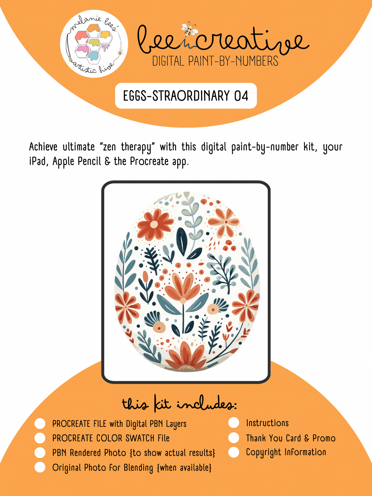 Kit de pintura digital por números BEE CREATIVE {para Procreate} - EGG-STRAORDINARY 04