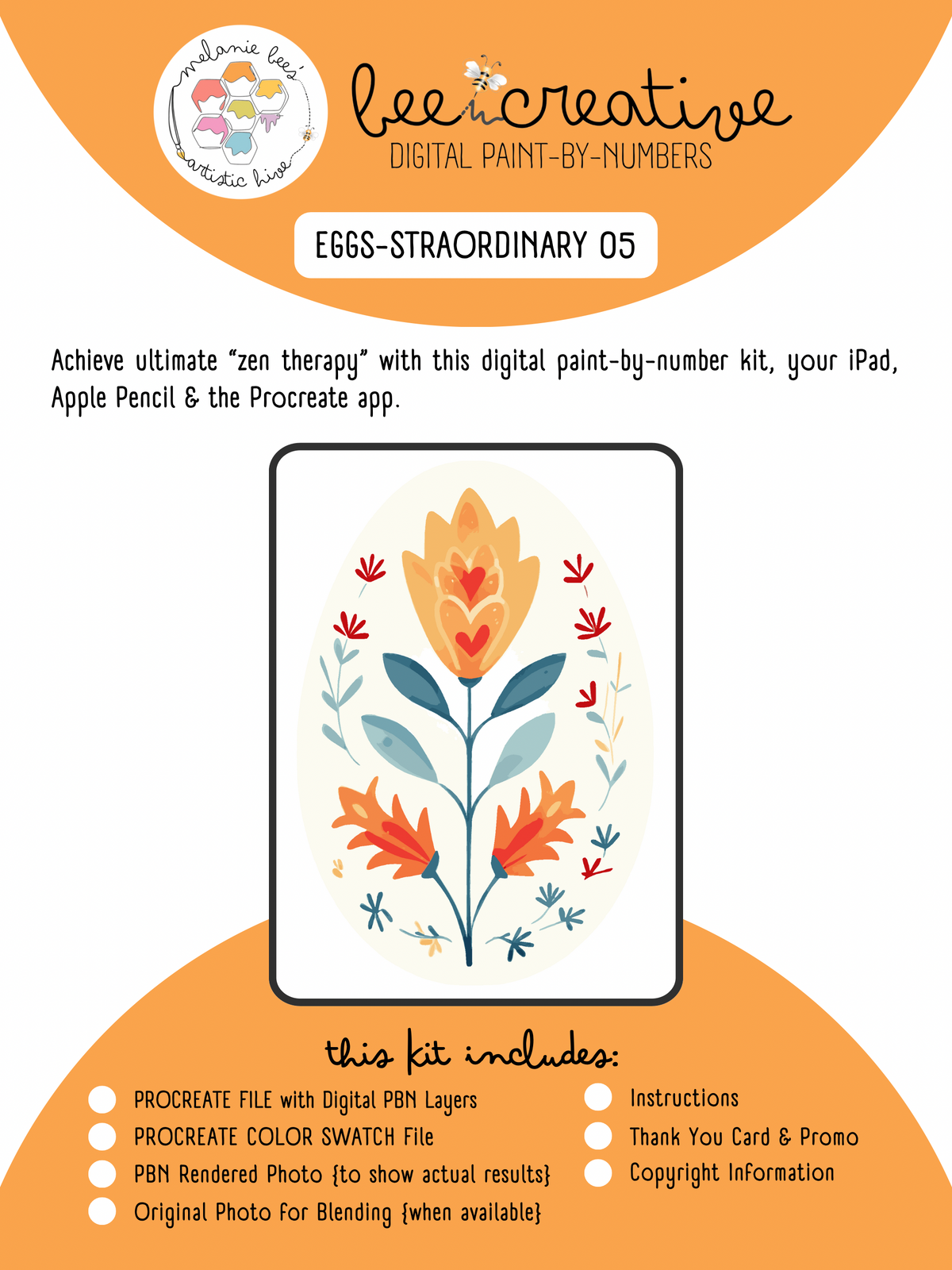 BEE CREATIVE Digital Paint by Number Kit {for Procreate} - EGG-STRAORDINARY 05