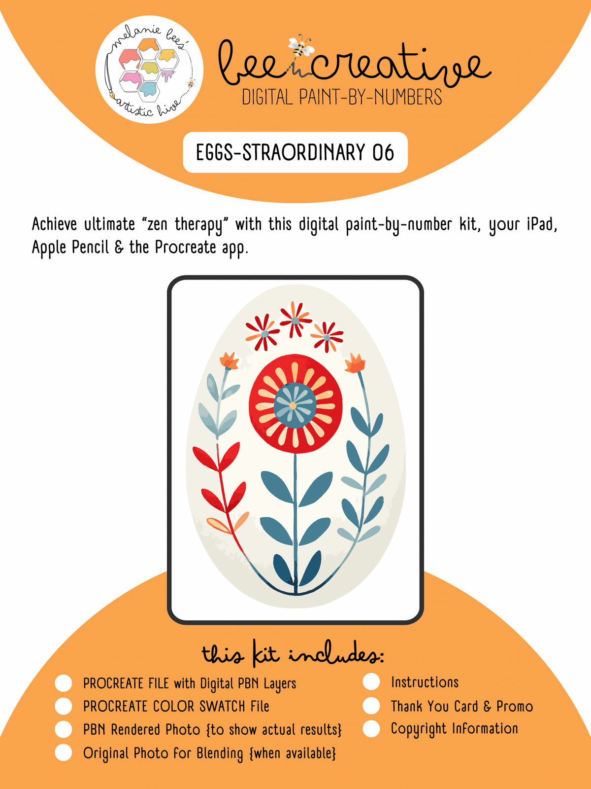 BEE CREATIVE Digital Paint by Number Kit {for Procreate} - EGG-STRAORDINARY 06