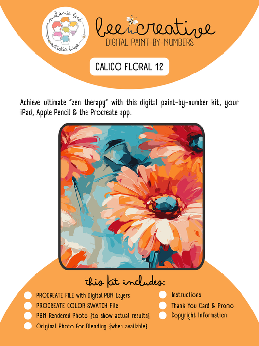 BEE CREATIVE Digital Paint by Number Kit {for Procreate} - CALICO FLORAL 12