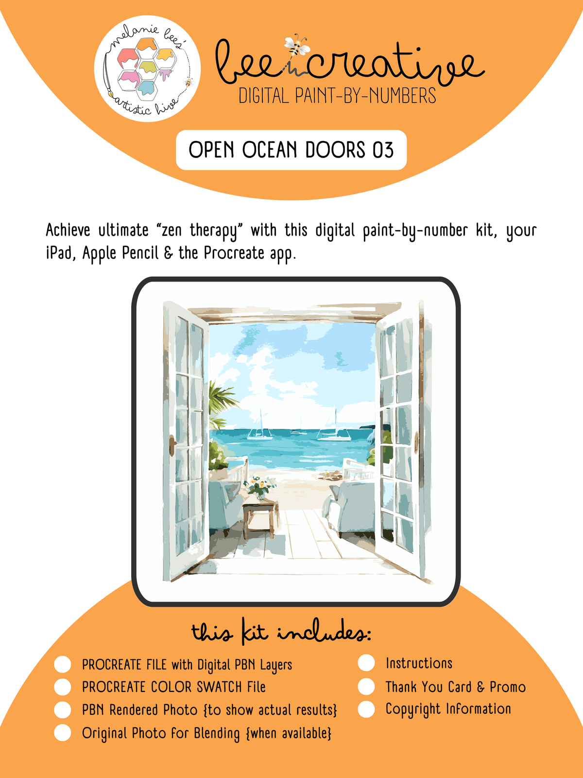 BEE CREATIVE Digital Paint by Number Kit {for Procreate} - OPEN OCEAN DOORS 03