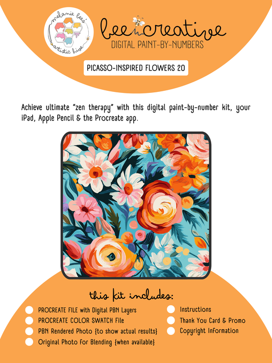 BEE CREATIVE Digital Paint by Number Kit {for Procreate} - PICASSO {Inspired} FLOWERS 20