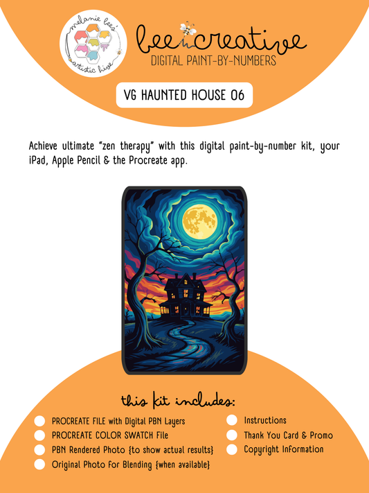 BEE CREATIVE Digital Paint by Number Kit {for Procreate} - MBs VAN GOGH {Inspired} HAUNTED HOUSE 06