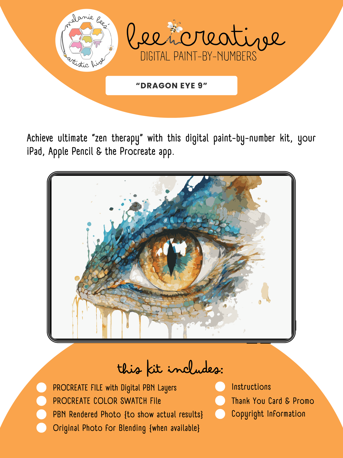 Kit de pintura digital por números BEE CREATIVE {para Procreate} - OJO DE DRAGÓN 9