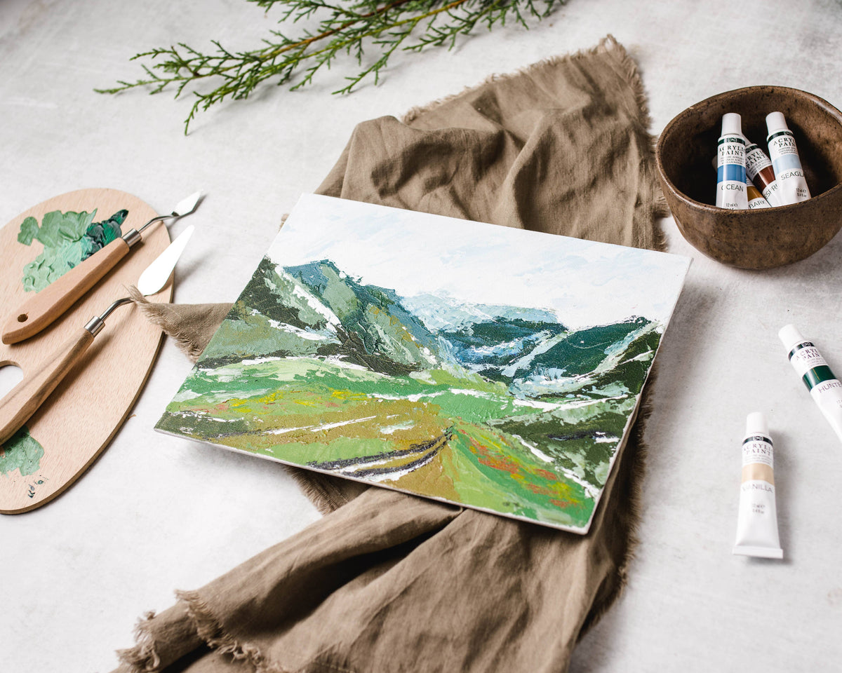 Cate Paper Co - MOUNTAIN VALLEY  Palette Knife Painting Kit {NOT a Paint-by-Number}