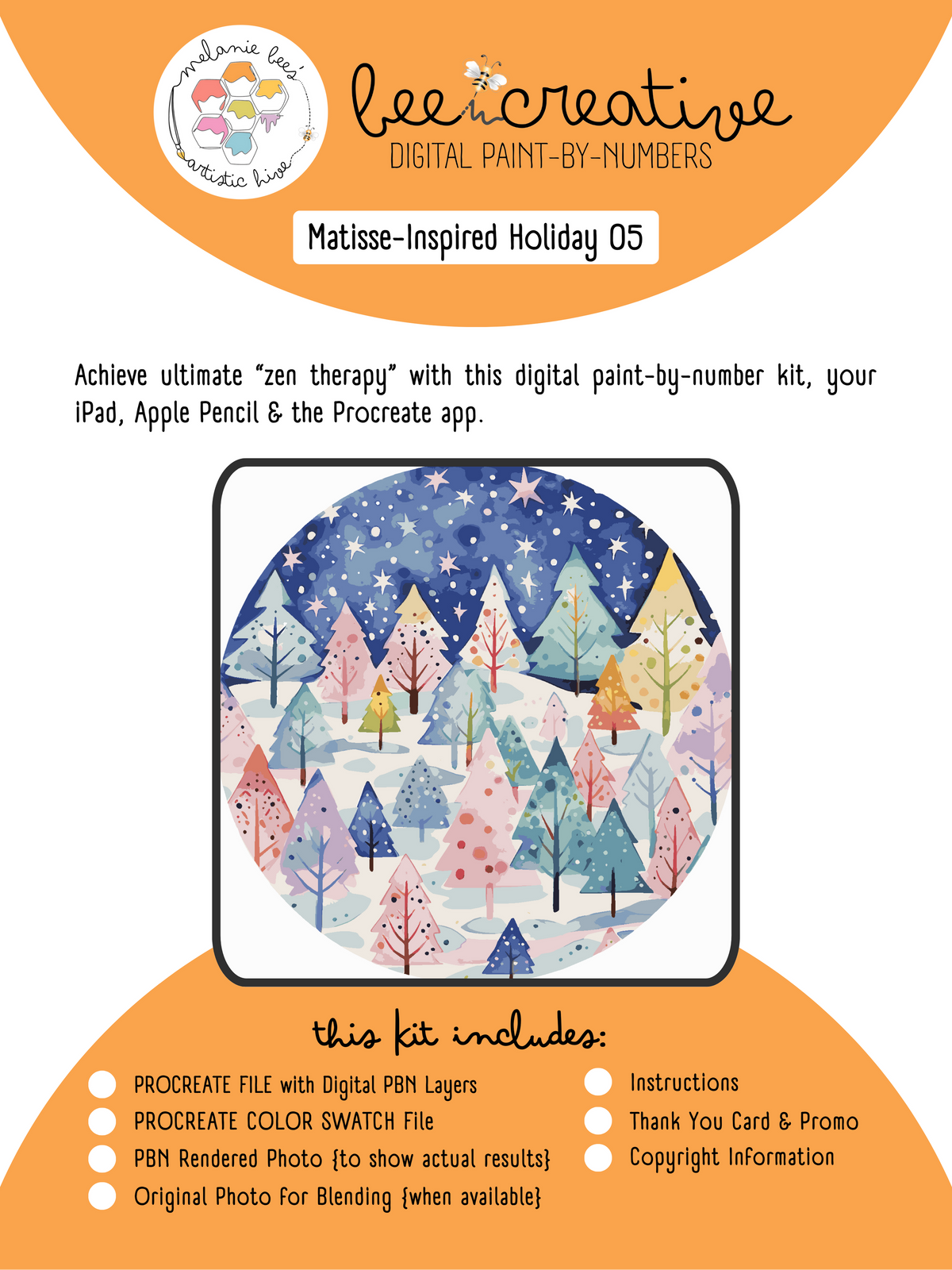 Kit de pintura digital por números BEE CREATIVE {para Procreate} - Matisse {Inspirado} Vacaciones 05