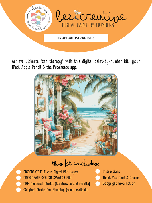 BEE CREATIVE Digital Paint by Number Kit {for Procreate} - TROPICAL PARADISE 08