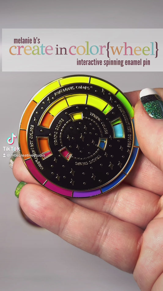 65% OFF - MB's "Create in ColorWheel" Spinning Enamel Pin {Black or White}